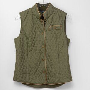 Brooks Brothers Vest Thermore Diamond Quilted Snap Front Olive Green Size Medium